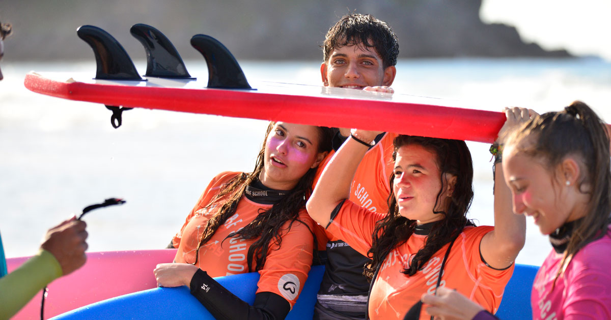 beginner teen surf camp Spain